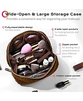 Byootique Plush Makeup Case Open Flat Travel Toiletry Accessories Organizer Bag