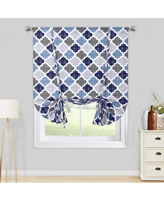 Caromio Quatrefoil Trellis Cotton Blend Rod Peocket Tie Up Shade Curtain, 42" x 63"