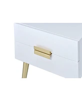 Simplie Fun Denvor Night Table in White & Gold