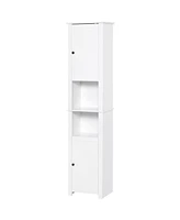 Homcom 67” Wood Freestanding Bathroom Linen Tower Storage Unit Cabinet White