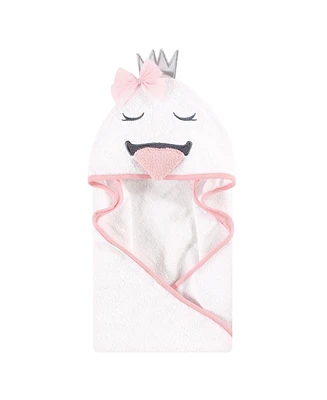 Hudson Baby Infant Girl Cotton Animal Hooded Towel, Swan, One Size