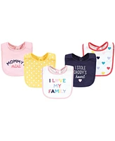 Hudson Baby Infant Girls Cotton Bibs, Girl Bold Family, One Size