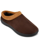 Haggar Men's Indoor/Outdoor Microsuede Clog Slipper with Plaid Fleece Lining