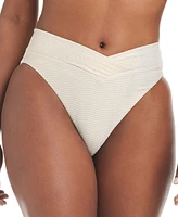 Bar Iii Women's V-Waist High-Leg Bikini Bottoms