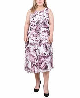 Ny Collection Plus Size Sleeveless Chiffon Belted Dress