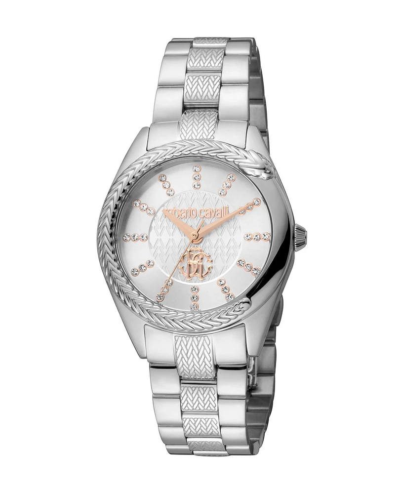Roberto Cavalli Women's Quartz Silver-tone Stainless Steel Watch 32mm