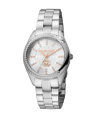 Roberto Cavalli Women's Quartz Silver-tone Stainless Steel Watch 32mm