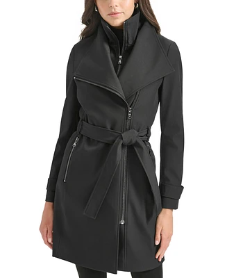 Calvin Klein Petite Belted Long-Sleeve Wrap Coat