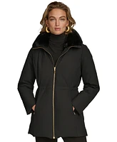 Donna Karan New York Women's Faux-Fur-Collar Short Puffer Coat