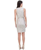 Eliza J Women's Cowlneck Sleeveless Faux-Wrap Sequin Dress