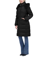 Tahari Women's Shine Faux-Fur-Trim Hooded Puffer Coat