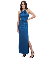 Eliza J Women's Gathered Side-Slit Evening Gown