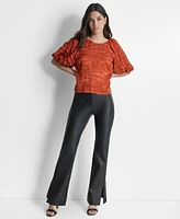 Dkny Women's Puff-Sleeve Jacquard Top