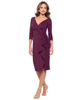 Xscape Women's Draped 3/4-Sleeve Sheath Dress