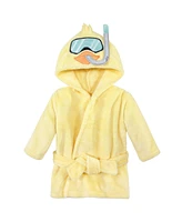 Hudson Baby Baby Boys Unisex Baby Plush Animal Face Bathrobe, Scuba Duck, 0-9 Months