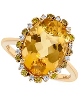 Citrine (5-1/2 ct. t.w.) & Diamond (1/4 ct. t.w.) Oval Halo Ring in 14k Gold