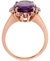 Amethyst (5-3/4 ct. t.w.) & Diamond (1/8 ct. t.w.) Oval Halo Ring in 14k Rose Gold