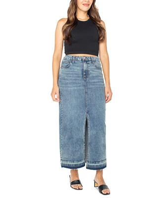 Celebrity Pink Juniors' Raw-Hem Denim Maxi Skirt