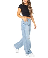 Celebrity Pink Juniors' Curvy Wide-Leg Carpenter Jeans