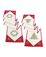 Slickblue Ribbon Embroidered Tree And Wreath Table Runner (Set of 2)