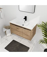 36 Inch Wall Mounted Bathroom Vanity With Gel Sink