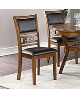 Streamdale Furniture Set Of 2 Upholstered Dining Chair In Walnut Finish