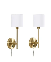 Streamdale Furniture Conway Metal Wall Sconce With Cylinder Shade, Set Of 2