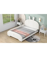 Streamdale Furniture Full Size Upholstered Platform Bed With Cartoon Ears Shaped Headboard