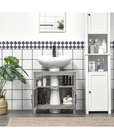 Streamdale Furniture Gray Bathroom Storage Cabinet with 2 Doors & Shelf