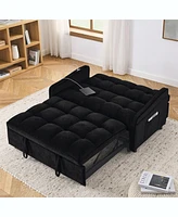 Streamdale Furniture Loveseat with Pull-out Bed, Adjustable Back & Pocket Arms