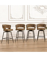 Streamdale Furniture Leather Woven Bar Stool Set, Swivel, 360 Degree, Brown