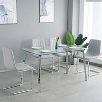 Streamdale Furniture Table & Chair Set, Glass Top, Silver Metal Legs