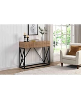 43.3" Luxury Wood Sofa Table with Drawers, Industrial Style for Living Room