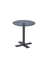 Streamdale Furniture Tempered Black Rould Glass Dining Table With Black Leg