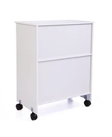 Streamdale Furniture White Wood Kitchen Microwave Cabinet Cart, 4 Wheels, Roomy Inner Space