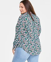 On 34th Trendy Plus Button-Front Crepe Shirt, Created for Macy's