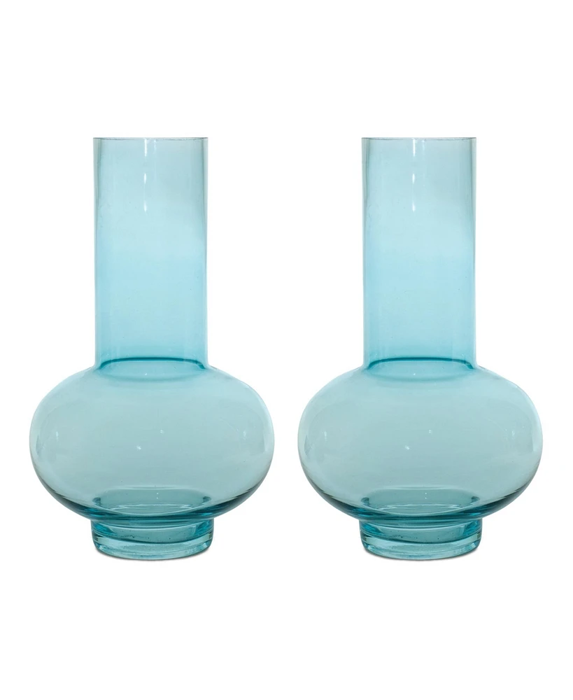 Slickblue Blue Glass Vase Set Elegant Home Decor Accent