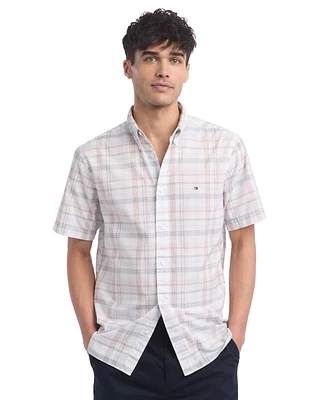 Tommy Hilfiger Men's Plaid Short Sleeve Button-Down Shirt