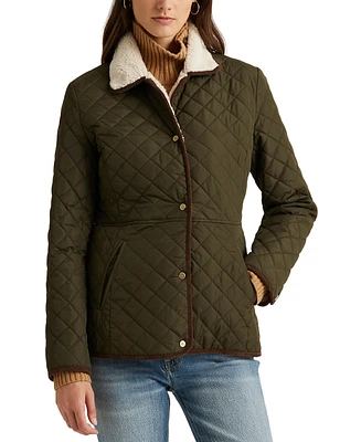 Lauren Ralph Women's Faux-Sherpa-Collar Quilted Coat