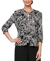 Alex Evenings Petite Printed Shell & 3/4-Sleeve Jacket Set