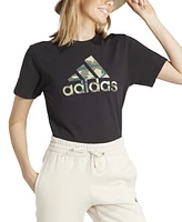 adidas Women's Camo Logo Crewneck Cotton T-Shirt