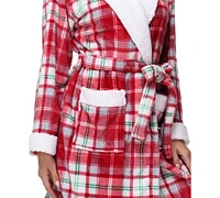 Holiday Lane Plush Printed Short Shawl-Collar Robe, Exclusively at Macy's
