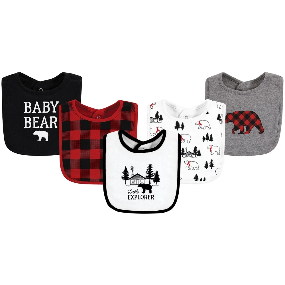 Hudson Baby Infant Boy Cotton Bibs, Buffalo Plaid Bear, One Size