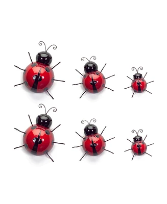 Slickblue Metal Lady Bug Garden Decor (Set of 6)