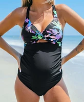 Cupshe Maternity Crossback Cutout Retro One Piece Swimsuit