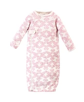 Touched by Nature Baby Girls Organic Cotton Zipper Long-Sleeve Gowns 3pk
