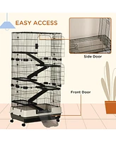 Streamdale Furniture Small Animal Cage with Wheels, Portable Bunny Cage 6-Tier