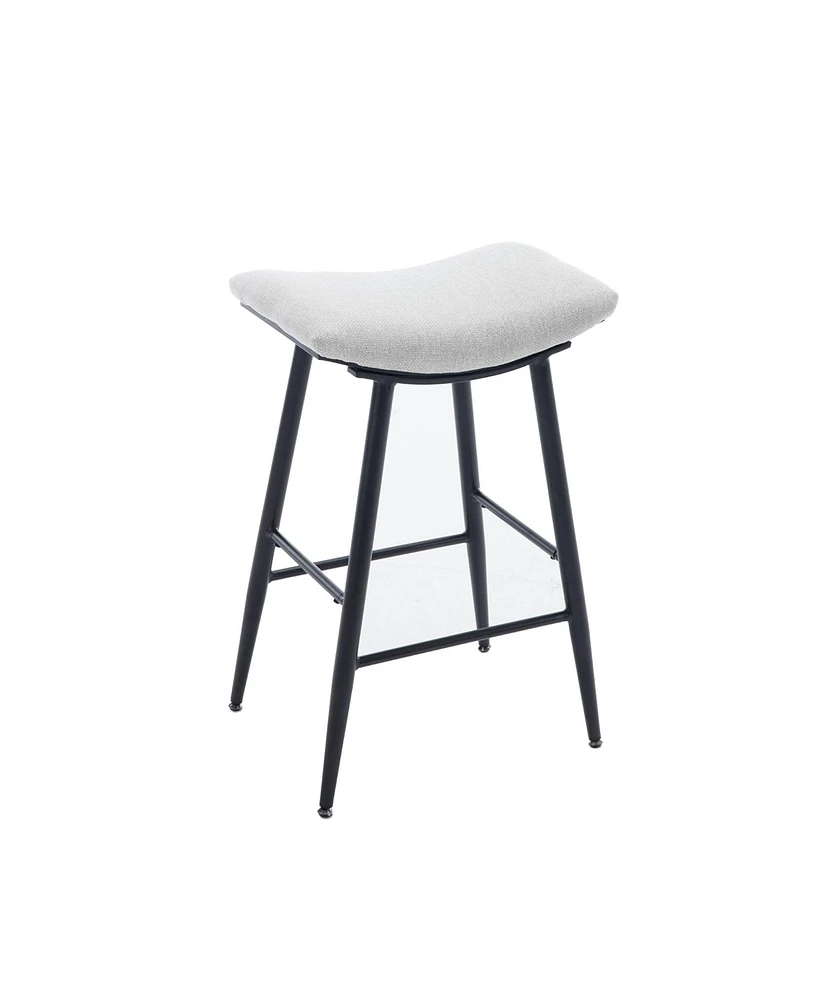 Simplie Fun Armless Modern Bar Stools Set of 2, Beige Gray+Pale Blue