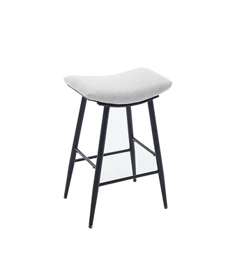 Simplie Fun Armless Modern Bar Stools Set of 2, Beige Gray+Pale Blue