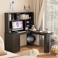 Space-Saving L-Shaped Desk with 2 Usb Ports & 3 Outlets